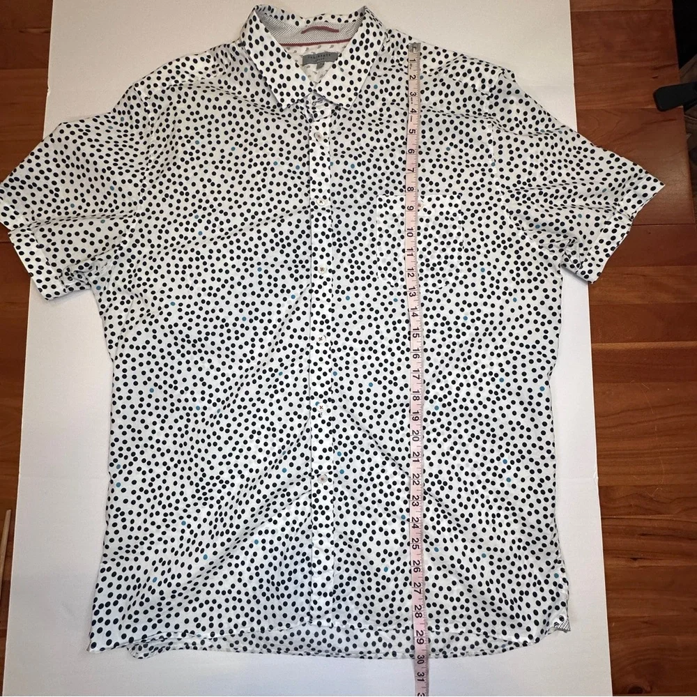 Ted‎ Baker Black and White Polka Dot Men's Shirt Short Sleeve Button Down 3XL